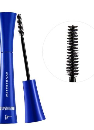 Водостойкая тушь it cosmetics
superhero volumizing waterproof mascara