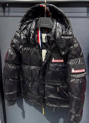 До -25° куртка пуховик в стиле moncler с капюшоном лаке черная зима8 фото