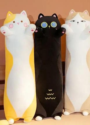 М'яка плюшева іграшка із серії кіт батон подушка обійми кота, жовтий 90 см4 фото