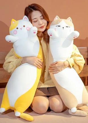 М'яка плюшева іграшка із серії кіт батон подушка обійми кота, жовтий 90 см2 фото
