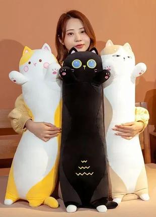 М'яка плюшева іграшка із серії кіт батон подушка обійми кота, жовтий 90 см3 фото