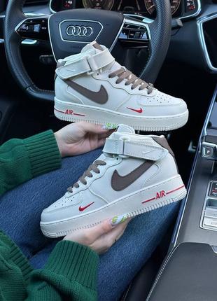 Зимние женские кроссовки nike air force 1 high beige brown fur(мех) 36-37-38-39-40-412 фото