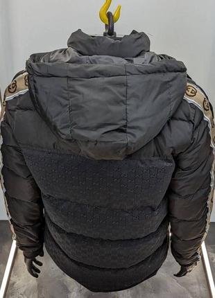 До -25° куртка пуховик с капюшоном черная в стиле gucci дута зима9 фото