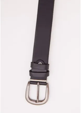 Черный кожаный ремень унисекс с металлической пряжкой2 фото