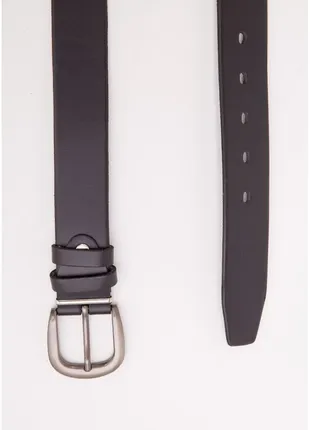Черный кожаный ремень унисекс с металлической пряжкой3 фото