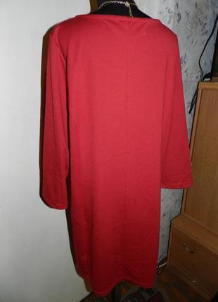 Трикотажное-стрейч,плотное,стильное платье с кожаной окантовкой,большого размера3 фото
