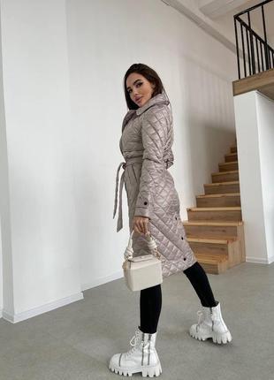 Женское стильное стеганое пальто5 фото