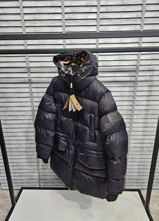Куртка пуховик до -25° зима в стиле burberry дута с капюшоном черная2 фото
