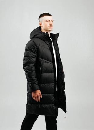 Топовая премиум куртка пуховик удлиненный мужской качественный в стиле найк nike зимний2 фото
