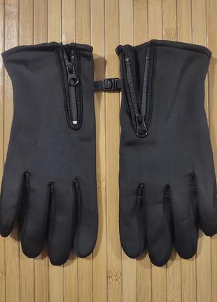 Спортивные перчатки с сенсором на флисе цвет черный размер l