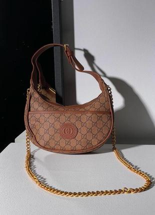 Имбирная женская сумка gucci marmont half-moon-shaped mini7 фото