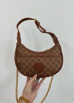 Имбирная женская сумка gucci marmont half-moon-shaped mini6 фото