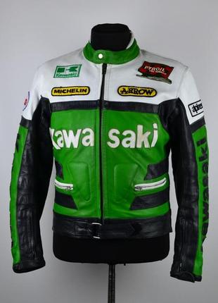 Кожаная мото куртка kawasaki racing