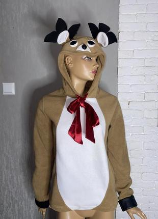 Флисовая кофта флиска с капюшоном свитшот олень atmosphere, m