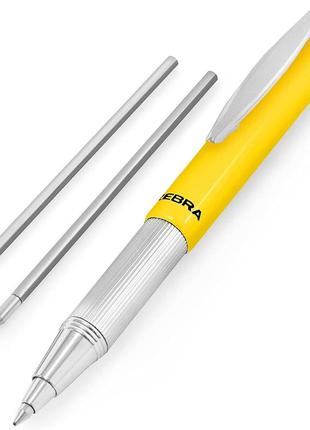 Выдвижная телескопическая шариковая ручка zebra, желтый корпус.6 фото