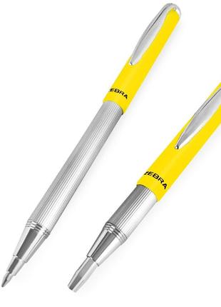 Выдвижная телескопическая шариковая ручка zebra, желтый корпус.8 фото