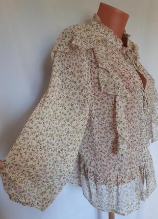 Винтажная блуза в мелкий цветочный принт primark ( размер 14-16)2 фото