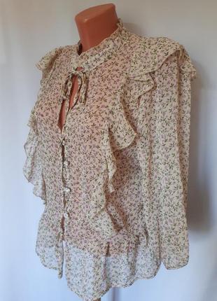 Винтажная блуза в мелкий цветочный принт primark ( размер 14-16)3 фото