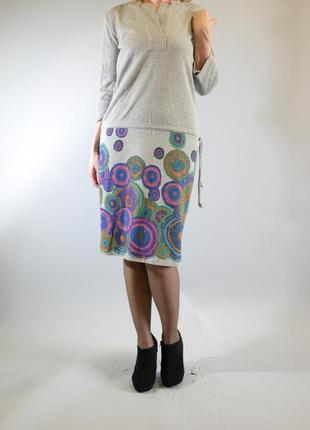 Платье миди вязаное с принтом5 фото
