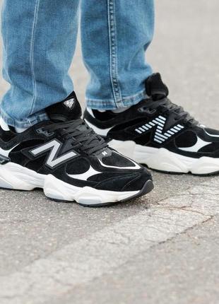 Кроссовки зимние на меху new balance 9060 черно белый3 фото