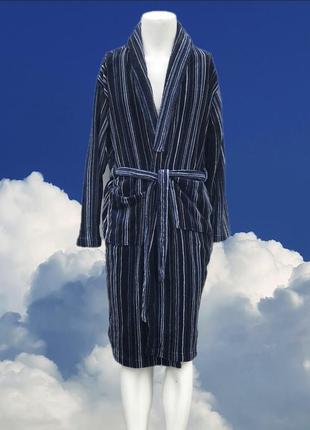 Плюшевий, стильний чоловічий халат у смужку2 фото