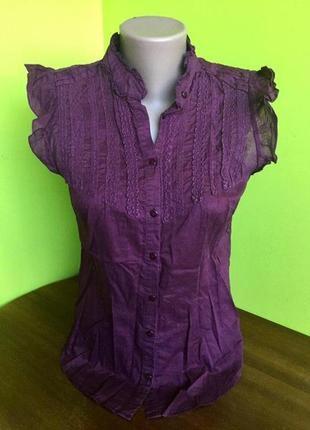 Блуза цвета баклажана от warenhouse из хлопка3 фото
