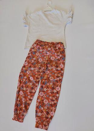Шикарный летний костюм с штанами джогерами в цветочный принт от happy girls club 5-6 лет5 фото