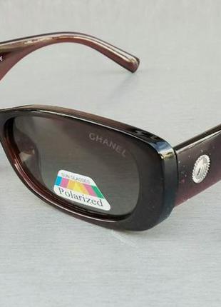 Окуляри брендові жіночі сонцезахисні окуляри вузькі коричневі поляризированые