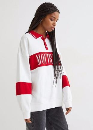 Белый свитшот h&m с объемными рукавами