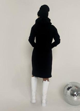 Двійка тепла базова сукня туніка на флісі з капюшоном і шапка6 фото