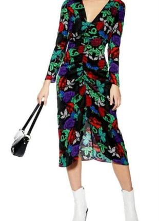 Платье topshop с длинными рукавами и растительным принтом1 фото