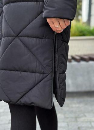 Жіноча куртка зимова подовжена до -25° тепла zmist чорна | пуховик жіночий теплий зима5 фото