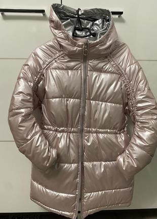 Куртка зимова перламутр рожева тепла2 фото