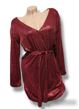 Ошатна сукня на запах блискуче плаття паєтки вечірня сукня новорічна сукня для корпоративу1 фото