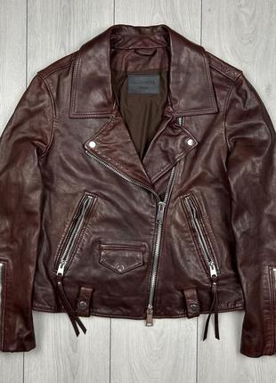Allsaints biker женская кожаная куртка размер с - м