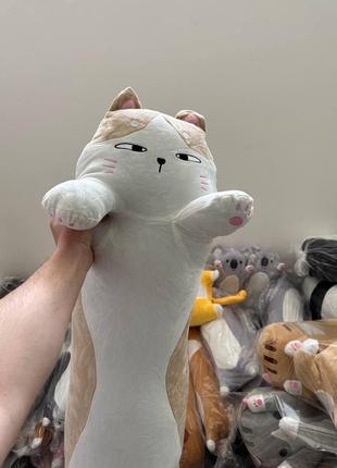 М'яка плюшева іграшка із серії кіт батон подушка обійми кота, пастельний 90 см4 фото