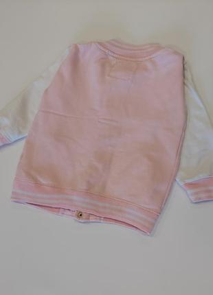 Теплая кофта, бомбер на флисе нежно розовая с белыми рукавами 5-6 лет5 фото
