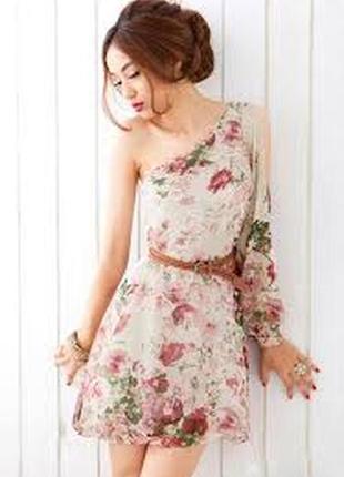 Шифоновое платье в цветы1 фото
