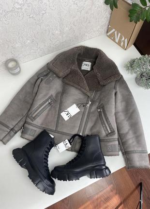 Коричневая дубленк zara р м можно на л