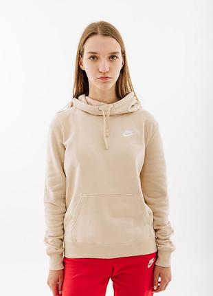 Женское худи nike club hoodie std бежевый m (7ddq5415-126 m)