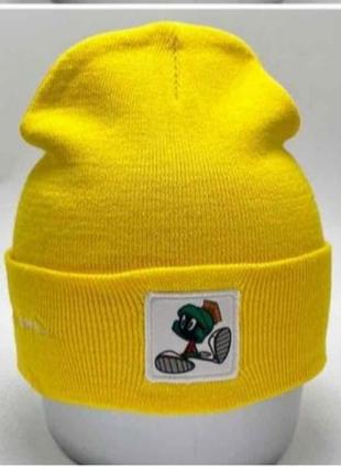 Шапка желтая женская однотонная набор мужская шапка на мальчика комплект, шапка лопата