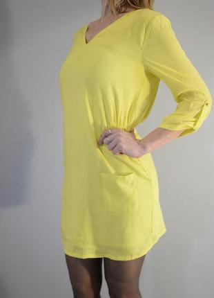 Летнее желтое платье мини шифоновое с подкладкой3 фото