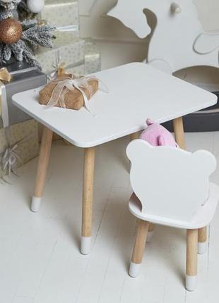 Белый столик и стульчик детский ведмежонок9 фото
