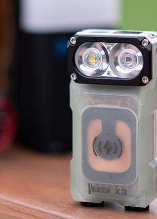 Універсальний ручний кемпінговий ліхтарик edc wuben x3 owl білий + алюмінієва зарядна коробка чорна