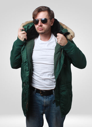 Чоловіча куртка парка зимова аляска n-3b зелена 2023 saturdays2 фото
