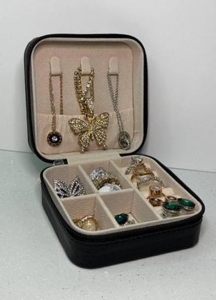 Шкатулка мини бокс для хранения  украшений  дорожный органайзер цвет черный