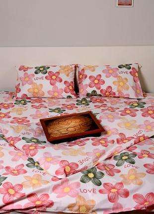 Семейный комплект постельного белья из поликоттона (70% хлопок 30% полиэстер) - весна