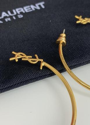 Брендовые серьги-кольца в стиле сен лоран, позолота. люкс качество2 фото