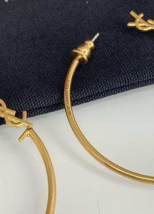 Брендовые серьги-кольца в стиле сен лоран, позолота. люкс качество5 фото