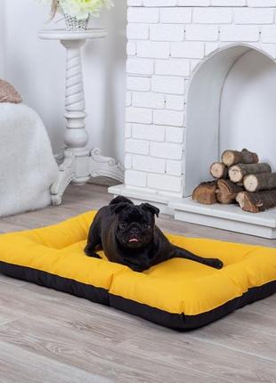 Лежак, лежанка для котов и собак спальное место цвет желтый/черный1 фото